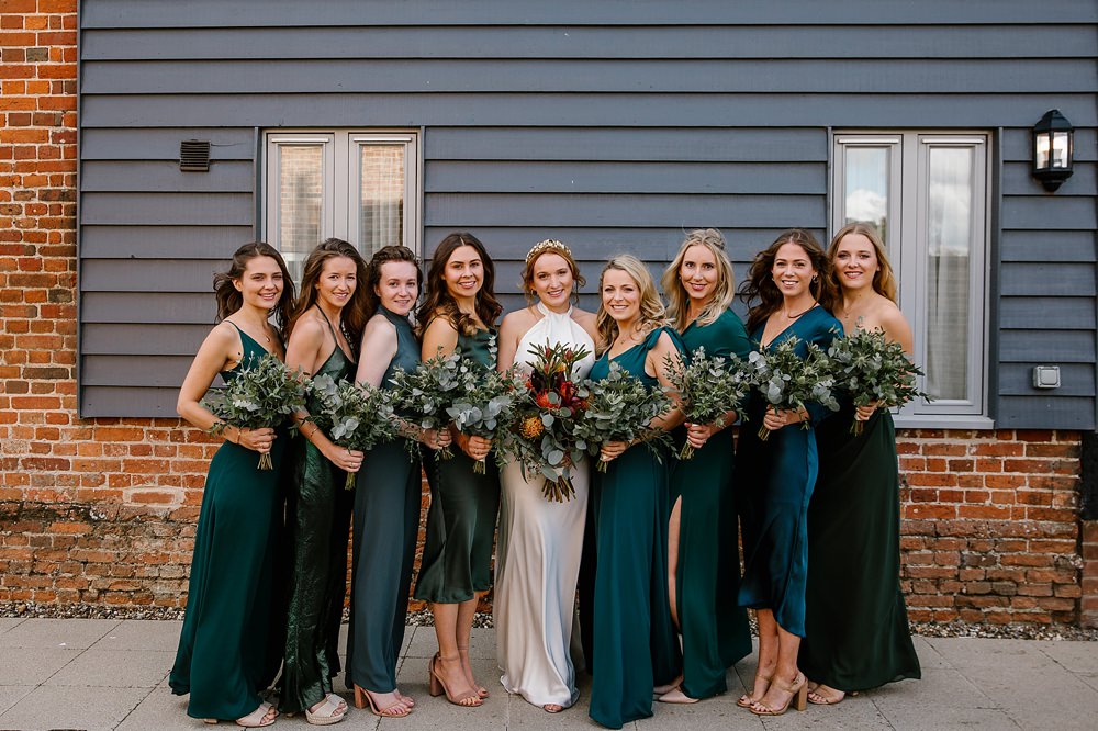 Tonal Green Mismatched Bridesmaids Dresses Katherine Ashdown