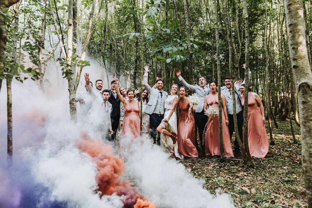 Smoke Flare Yurt Village Wedding Mollie McAusland Photography