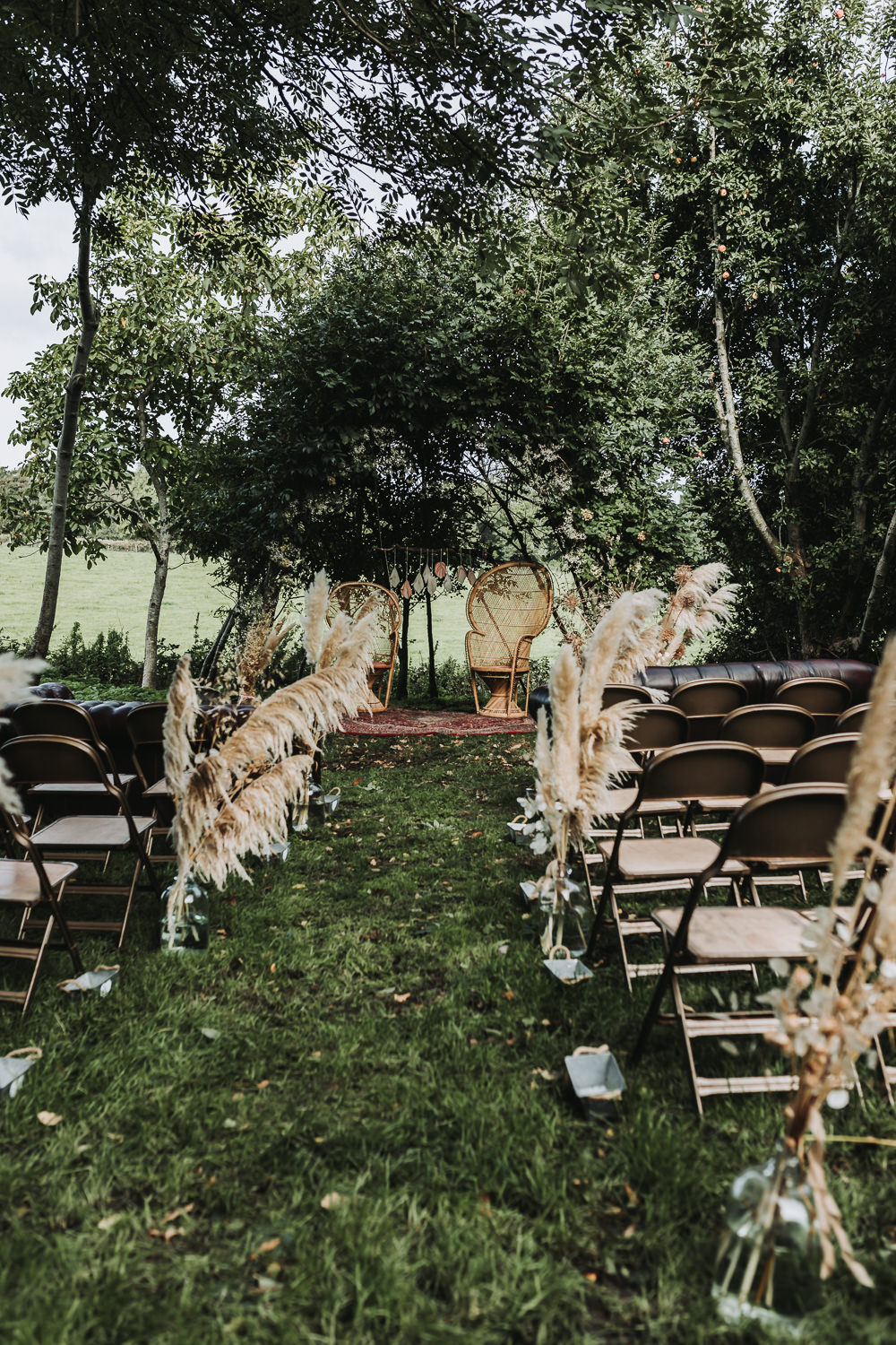 Pampas Grass Aisle Decor Yurt Village Wedding Mollie McAusland Photography