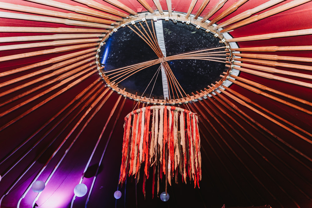 Ribbon Hoop Decor Yurt Village Wedding Mollie McAusland Photography