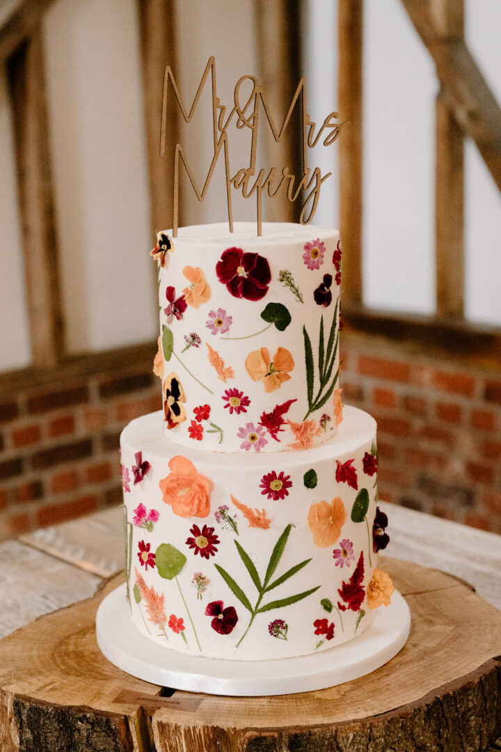2 Tier Wedding Cake- dea Petals Steph Kiely Photography