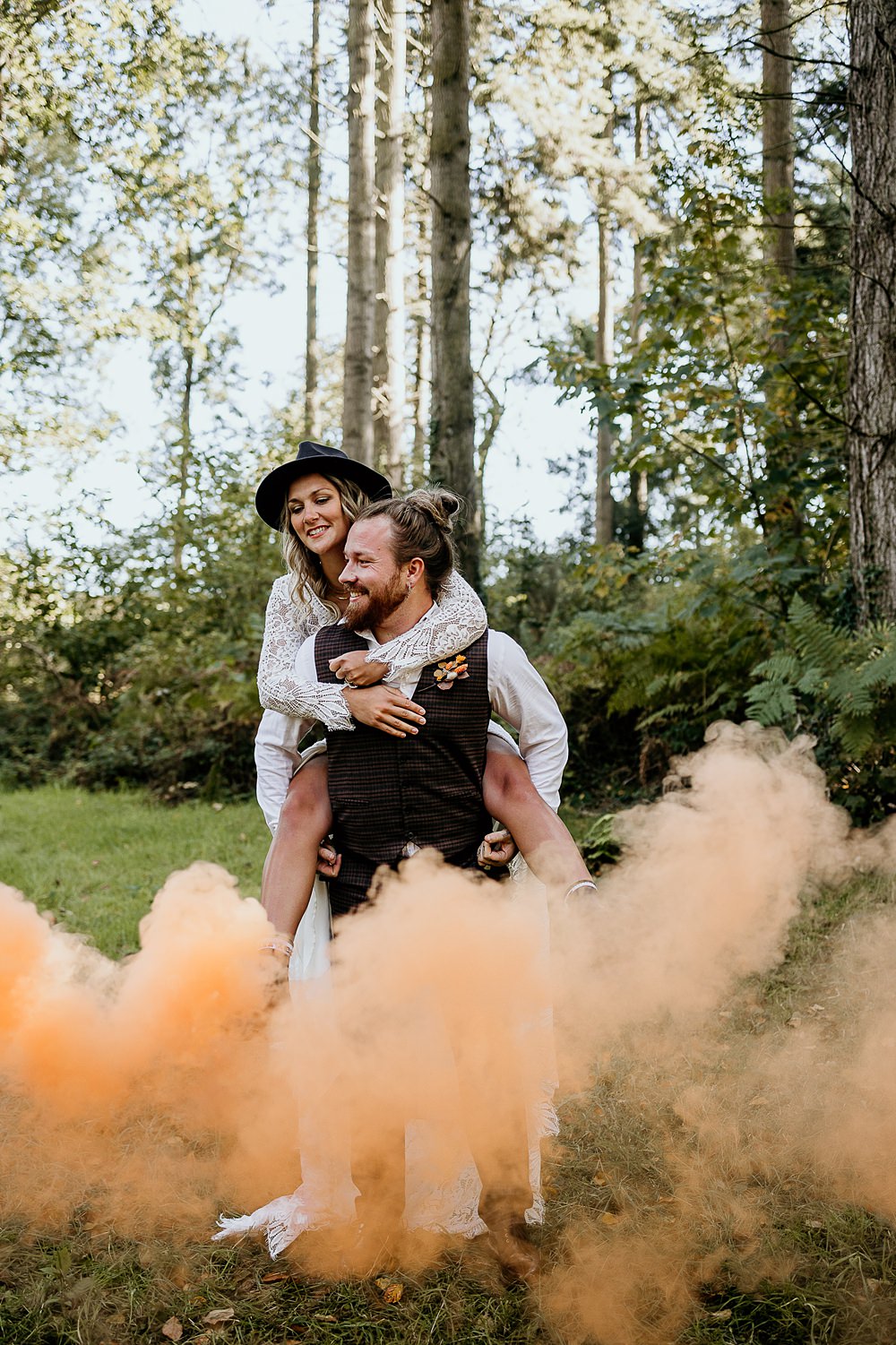 Ashridge Great Barn Wedding Rockrose Photography Smoke Flare