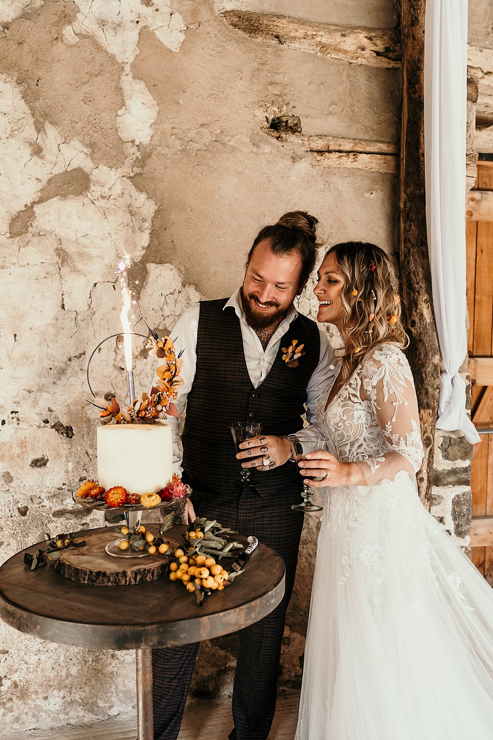 Cake Cutting Ashridge Great Barn Wedding Rockrose Photography