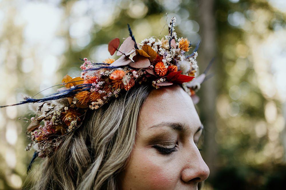 Bridal Flower Crown Dried Flowers Ashridge Great Barn Wedding Rockrose Photography