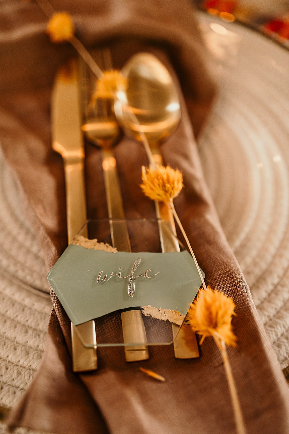 Place Setting Name Mat Cutlery Decor Ashridge Great Barn Wedding Rockrose Photography