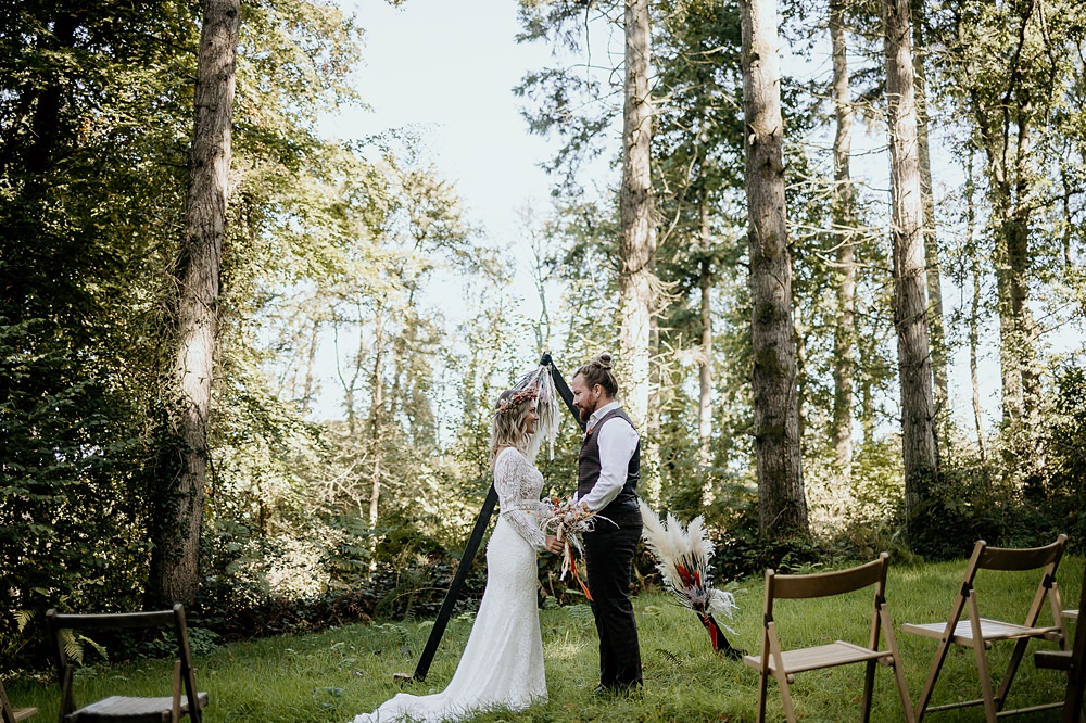 Triangle Wooden Ceremony Backdrop Ashridge Great Barn Wedding Rockrose Photography