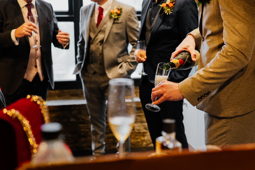Drinks Groom Autumnal Garden Wedding Jenna Kathleen Photographer