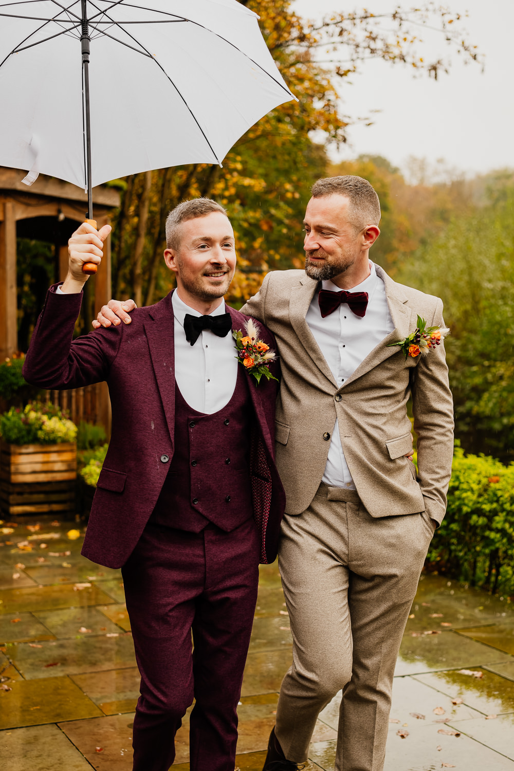 Umbrella Grooms Autumnal Garden Wedding Jenna Kathleen Photographer
