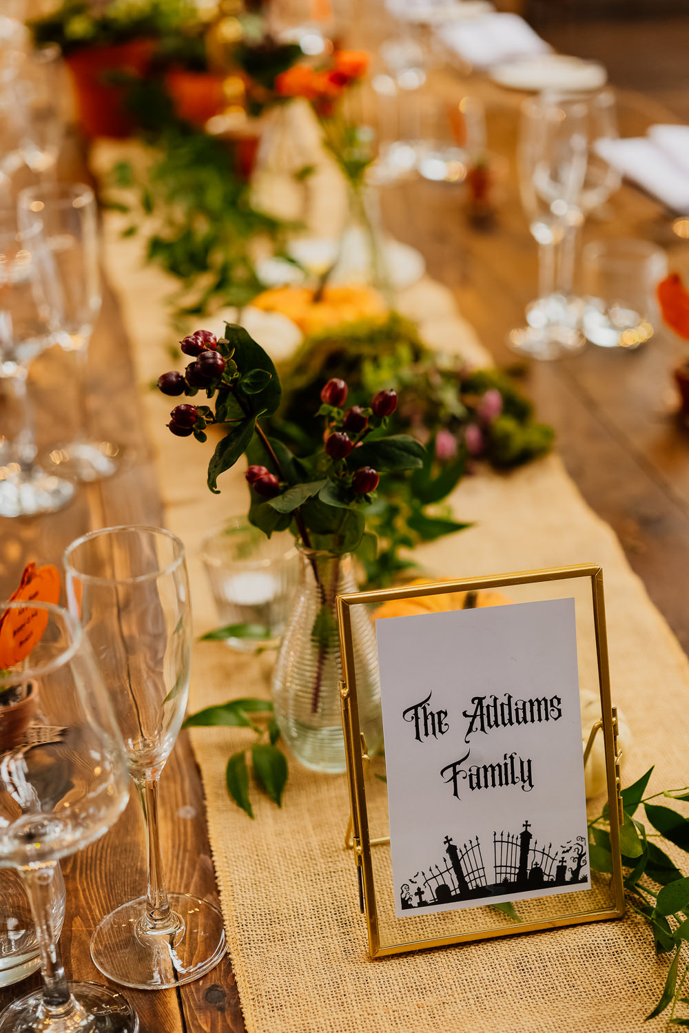 Halloween Table Name Autumnal Garden Wedding Jenna Kathleen Photographer