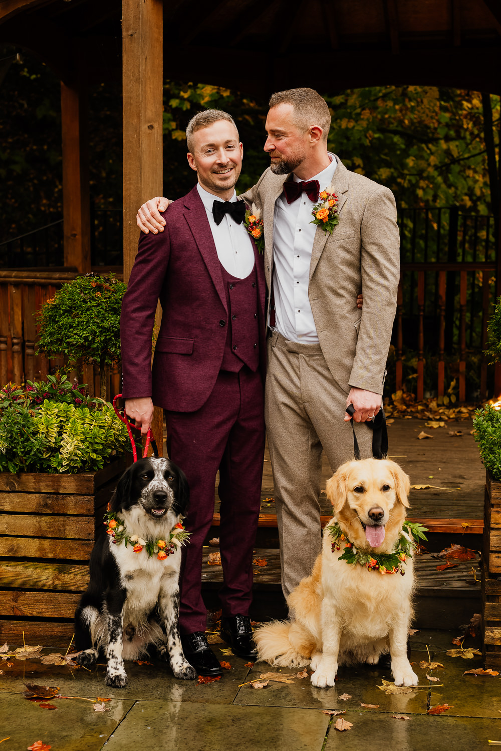 Dog Flower Collar Autumnal Garden Wedding Jenna Kathleen Photographer