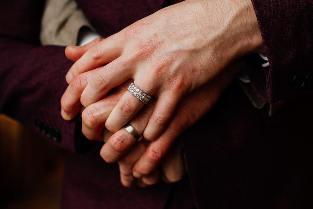 Grooms Bands Rings Autumnal Garden Wedding Jenna Kathleen Photographer