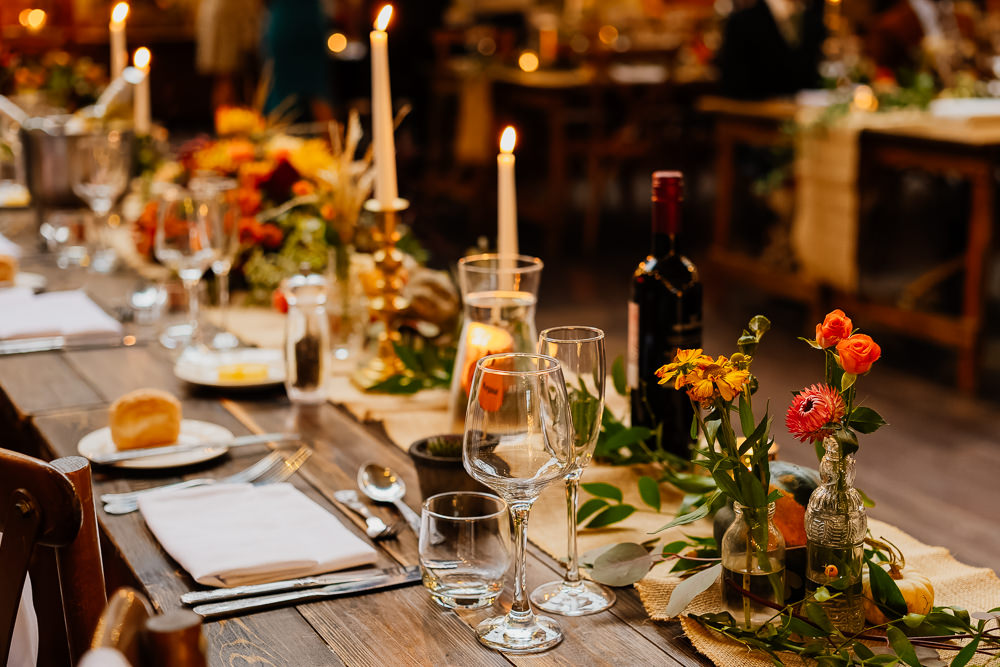 Decor Table Flowers Candles Autumnal Garden Wedding Jenna Kathleen Photographer