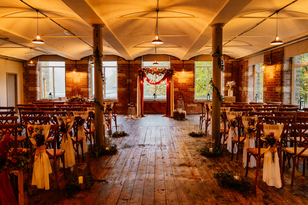Ceremony Decor Flowers Aisle Lighting Autumnal Garden Wedding Jenna Kathleen Photographer