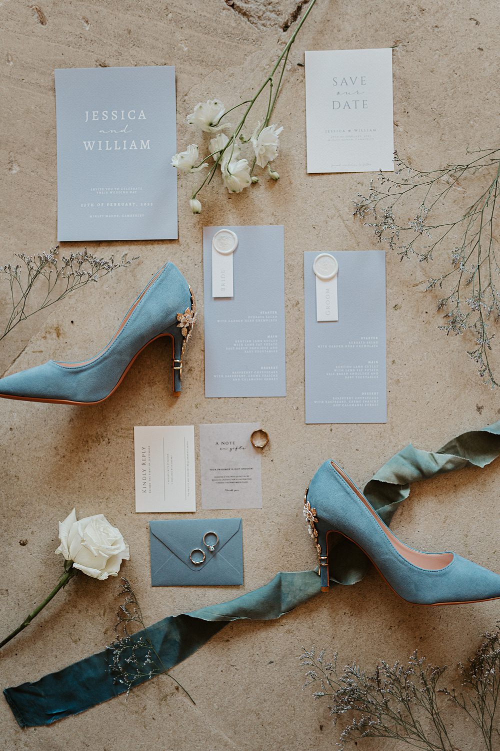 Stationery Invitations Blue White Wedding Ideas Natalie Silvester Photography