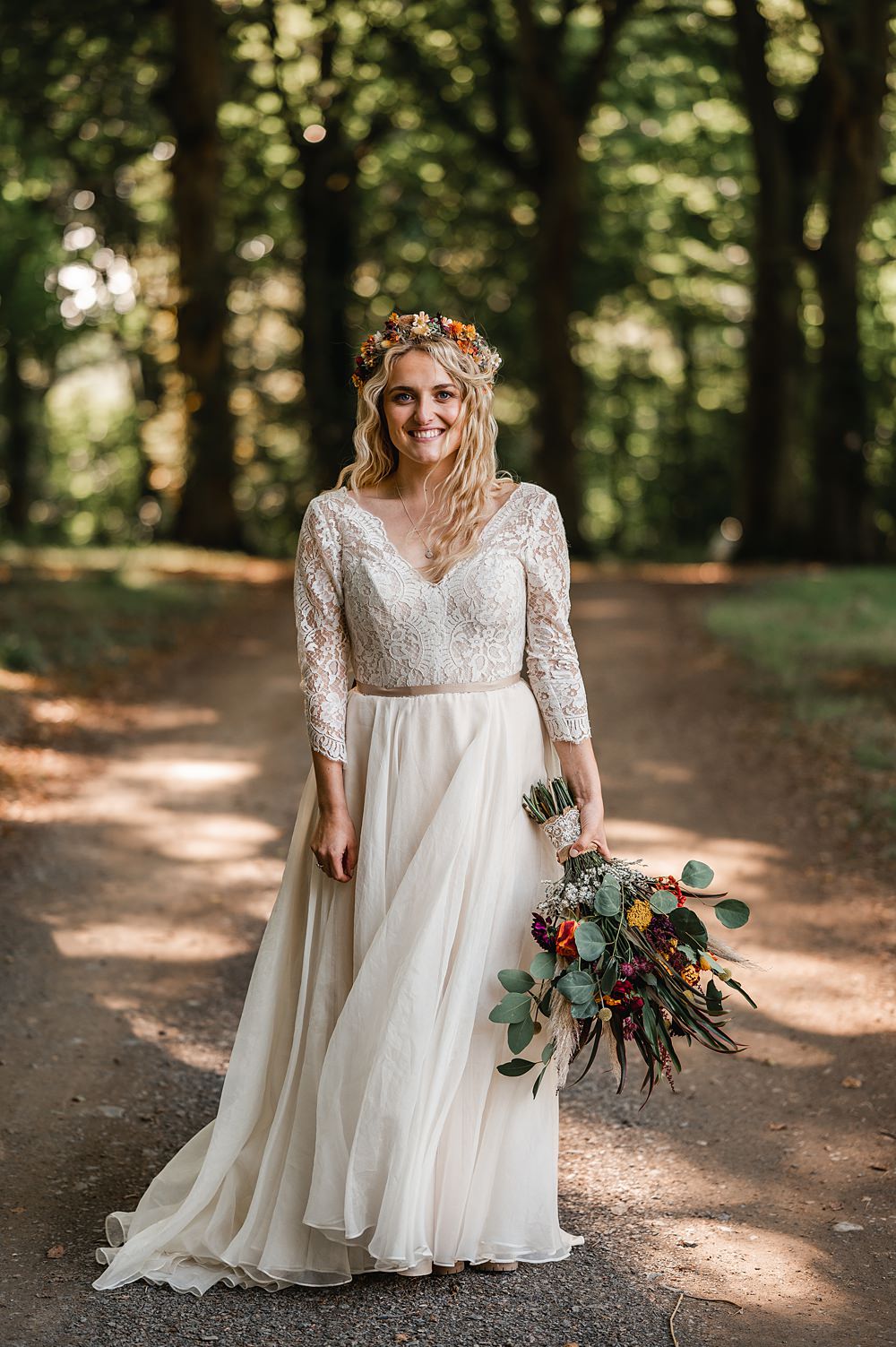 Lace Long Sleeve Dress Bride Carreglwyd Estate Wedding Amy and Omid Photography