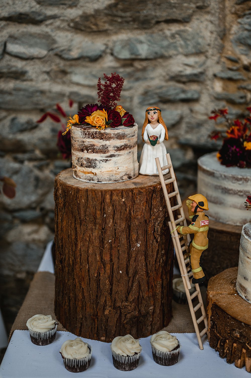 Single Tier Semi Naked Cake Flowers Carreglwyd Estate Wedding Amy and Omid Photography