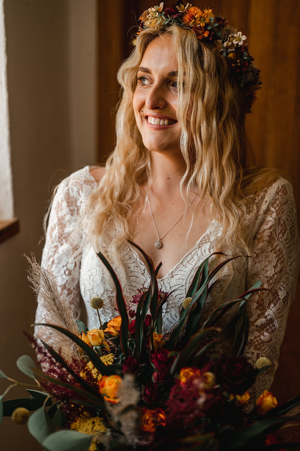 Bride Flower Crown Carreglwyd Estate Wedding Amy and Omid Photography