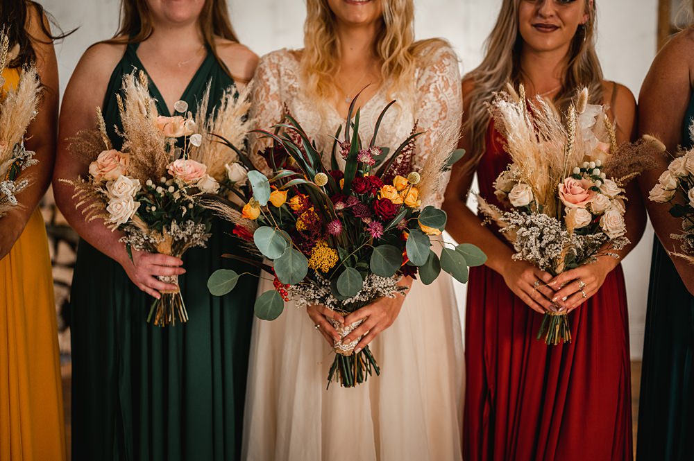 Bouquet Flowers Bride Bridesmaid Carreglwyd Estate Wedding Amy and Omid Photography