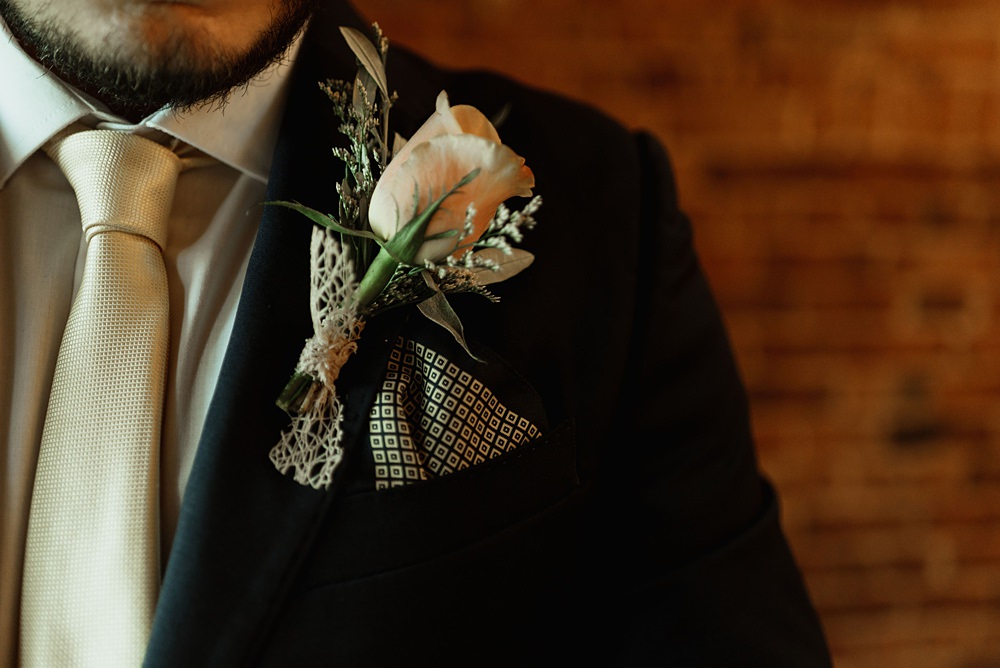 Groom Rose Buttonhole Coach House Soughton Hall Wedding Ideas Sara Ribera Photography