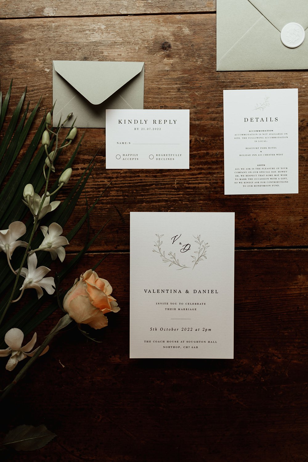Coach House Soughton Hall Wedding Ideas Sara Ribera Photography Stationery Invites Sage Green