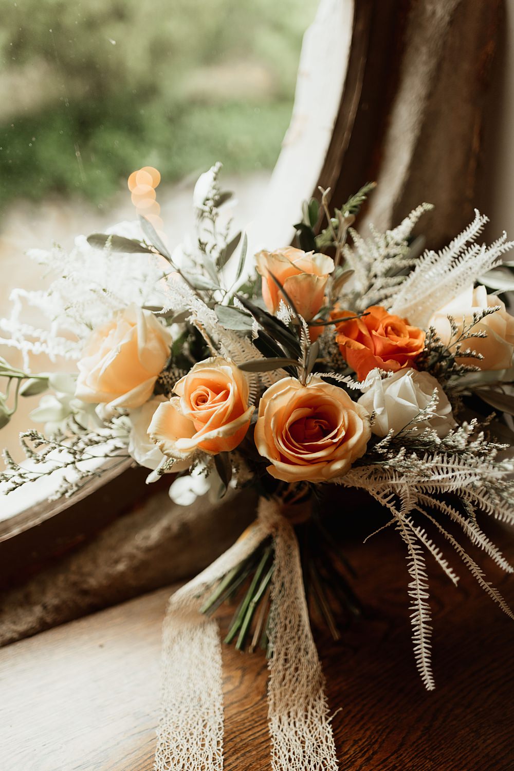 Bouquet Flowers Bride Orange Rose Coach House Soughton Hall Wedding Ideas Sara Ribera Photography