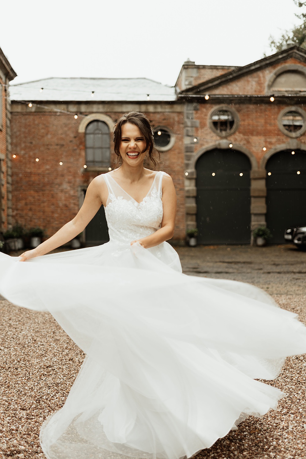 Dress Gown Bride Bridal Tulle Skirt Coach House Soughton Hall Wedding Ideas Sara Ribera Photography