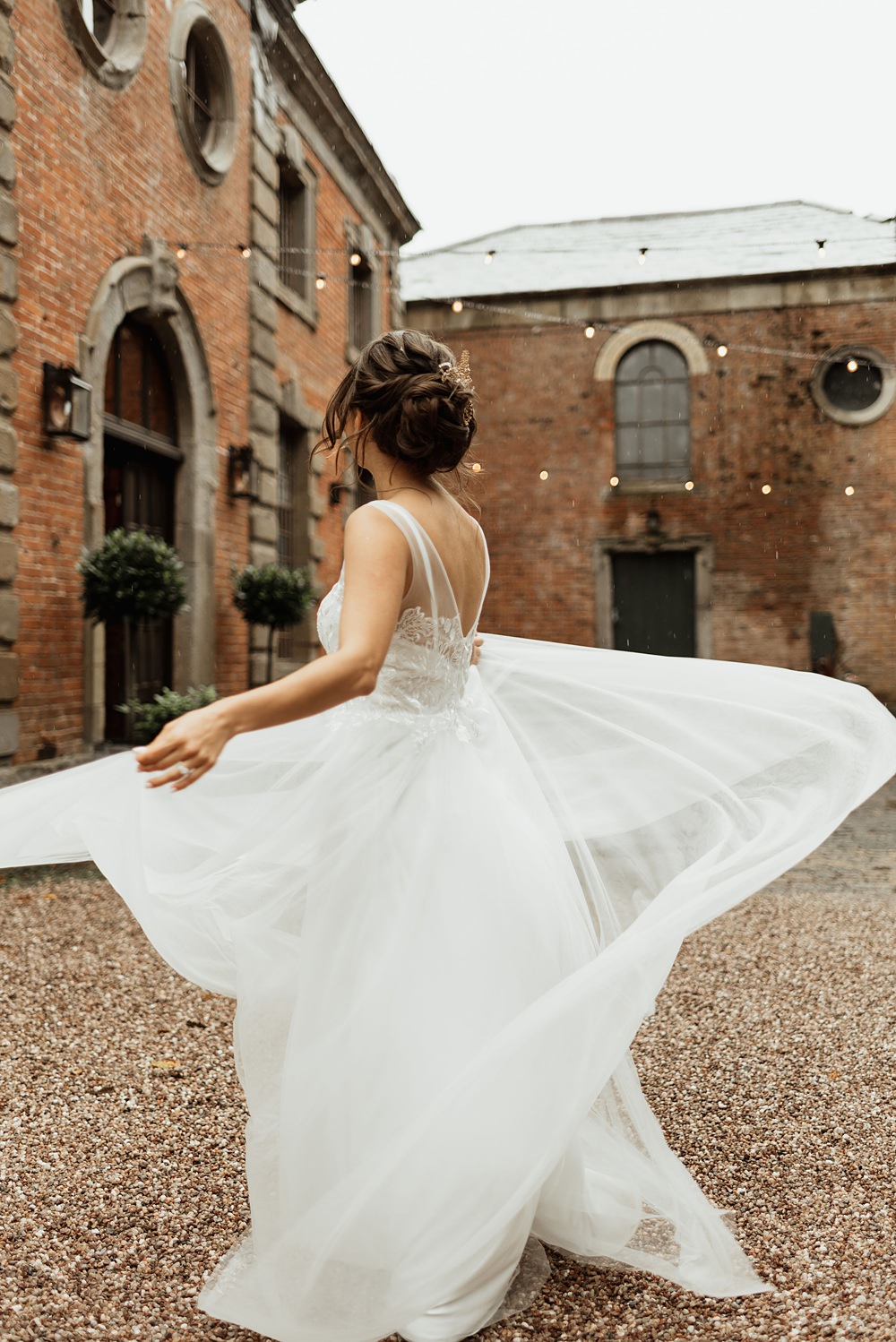 Dress Gown Bride Bridal Tulle Skirt Coach House Soughton Hall Wedding Ideas Sara Ribera Photography