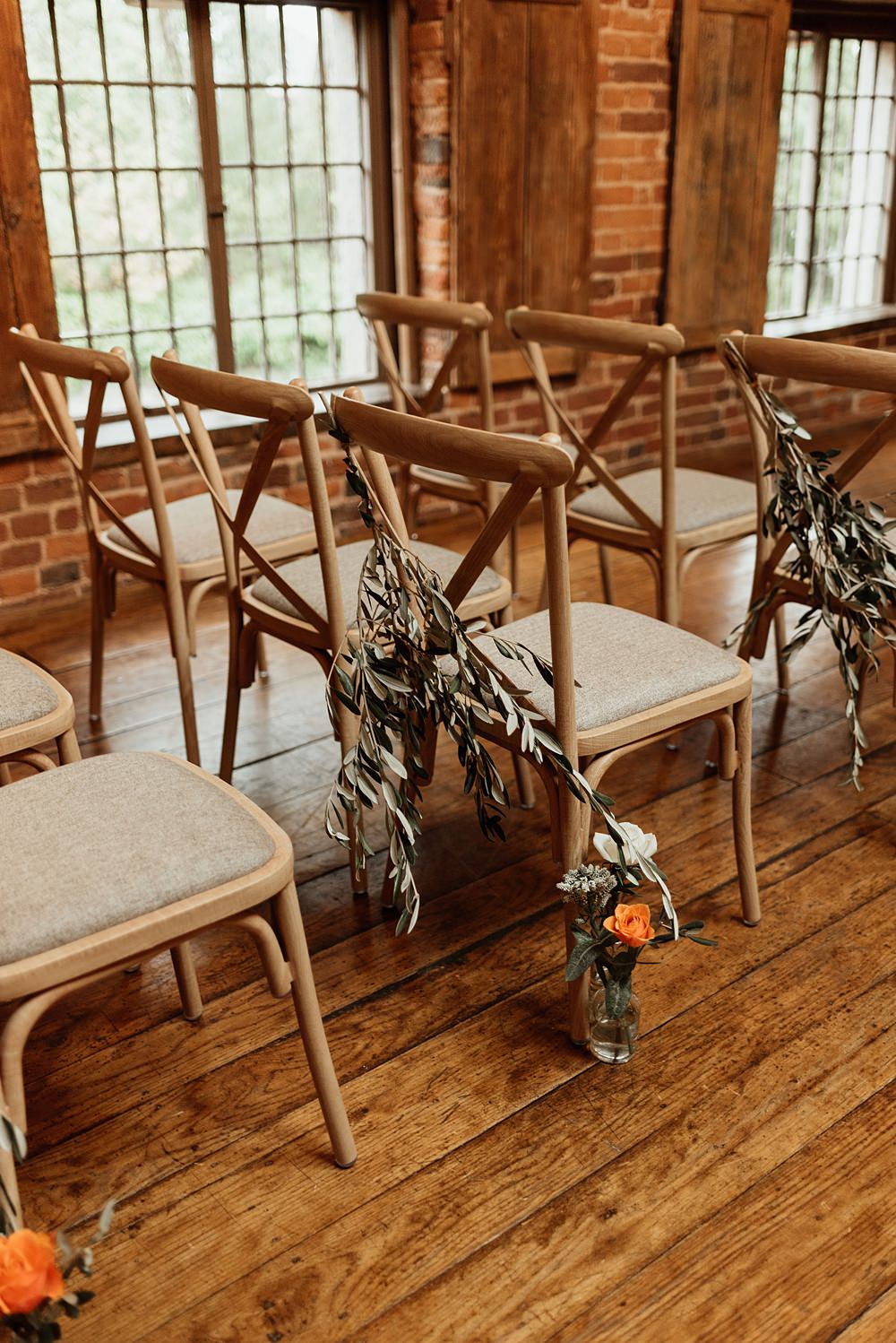 Aisle Pew End Greenery Olive Flowers Coach House Soughton Hall Wedding Ideas Sara Ribera Photography
