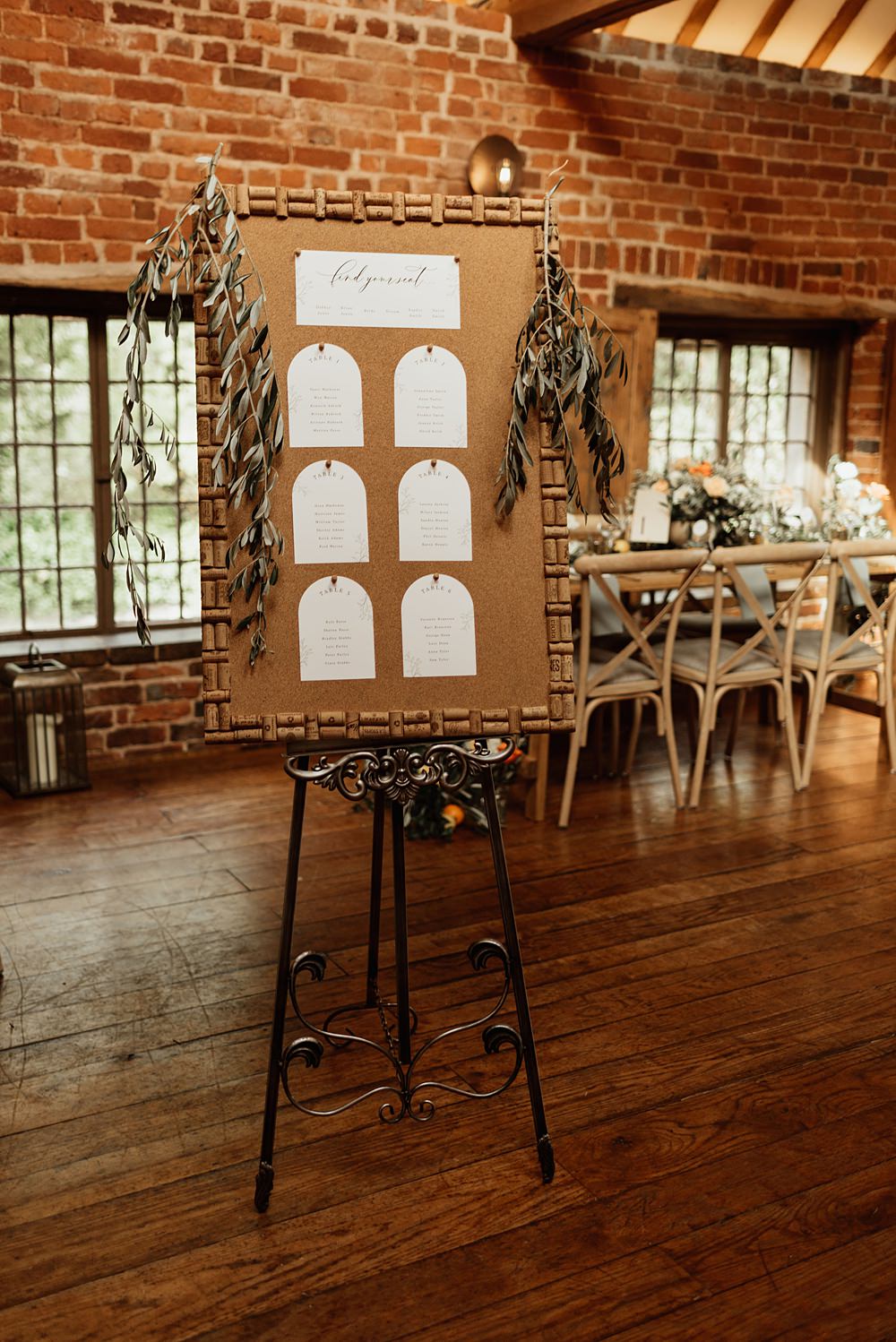 Table Plan Wooden Board Greenery Coach House Soughton Hall Wedding Ideas Sara Ribera Photography