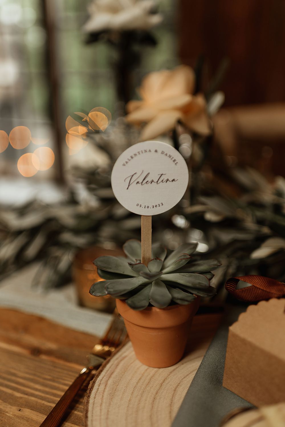 Succulent Favour Place Name Coach House Soughton Hall Wedding Ideas Sara Ribera Photography