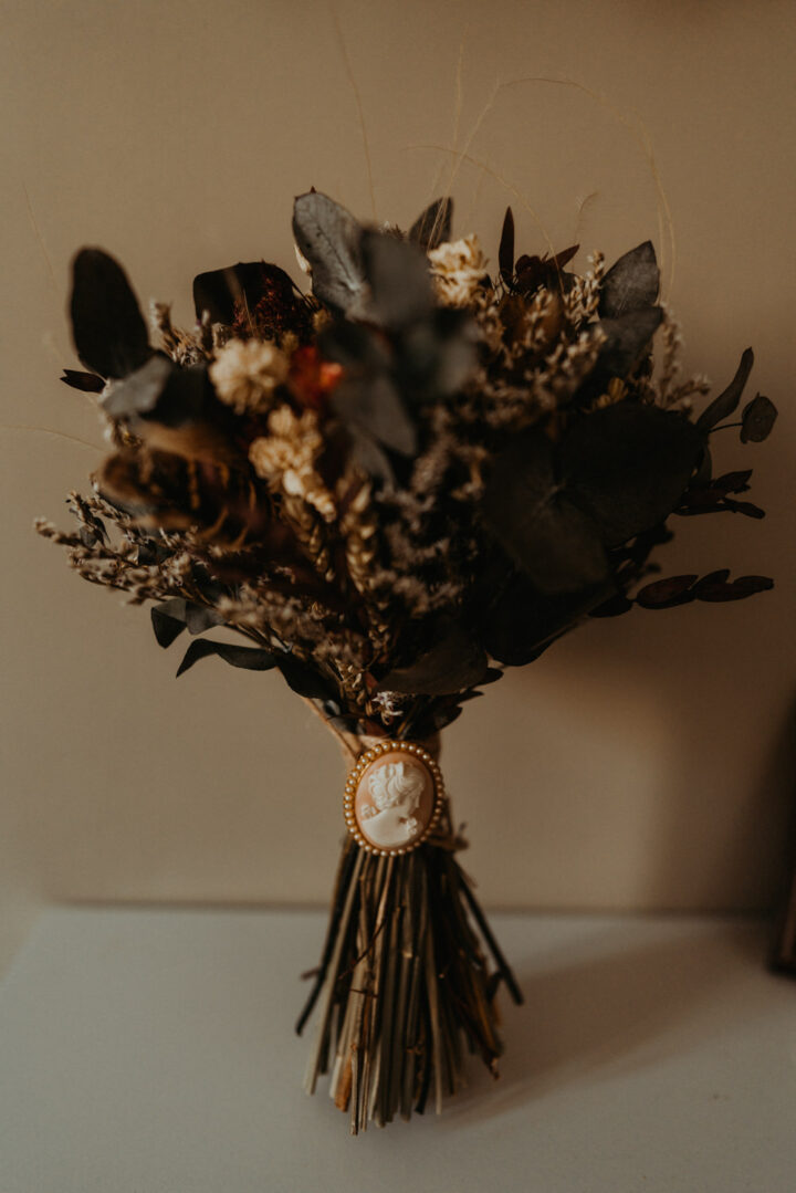 Dried Eucalyptus Wedding Bouquet Jen Marino Photography