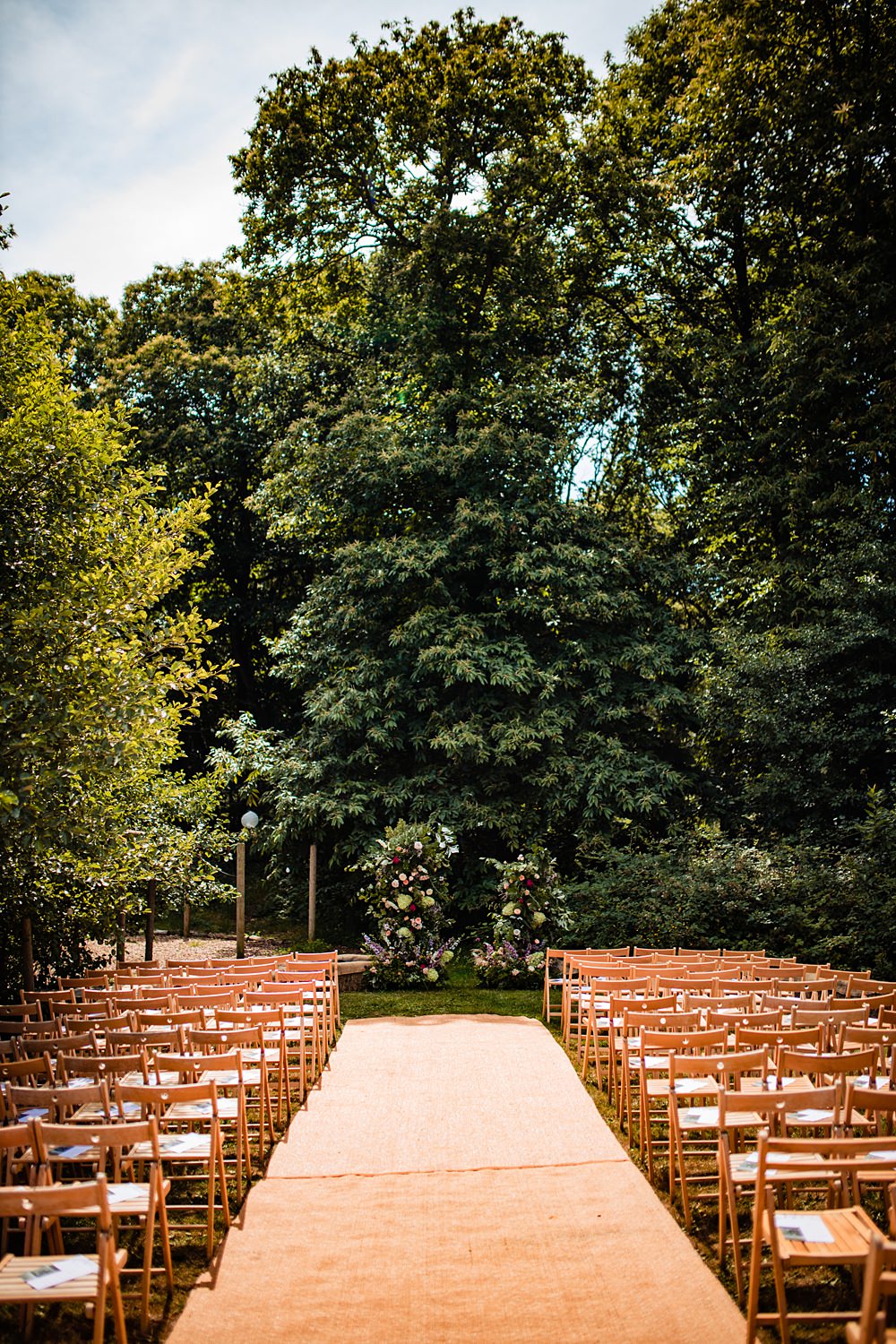 Aisle Outdoor Decor Pillar Flowers Frickley Lake Wedding Natalia Case Photography
