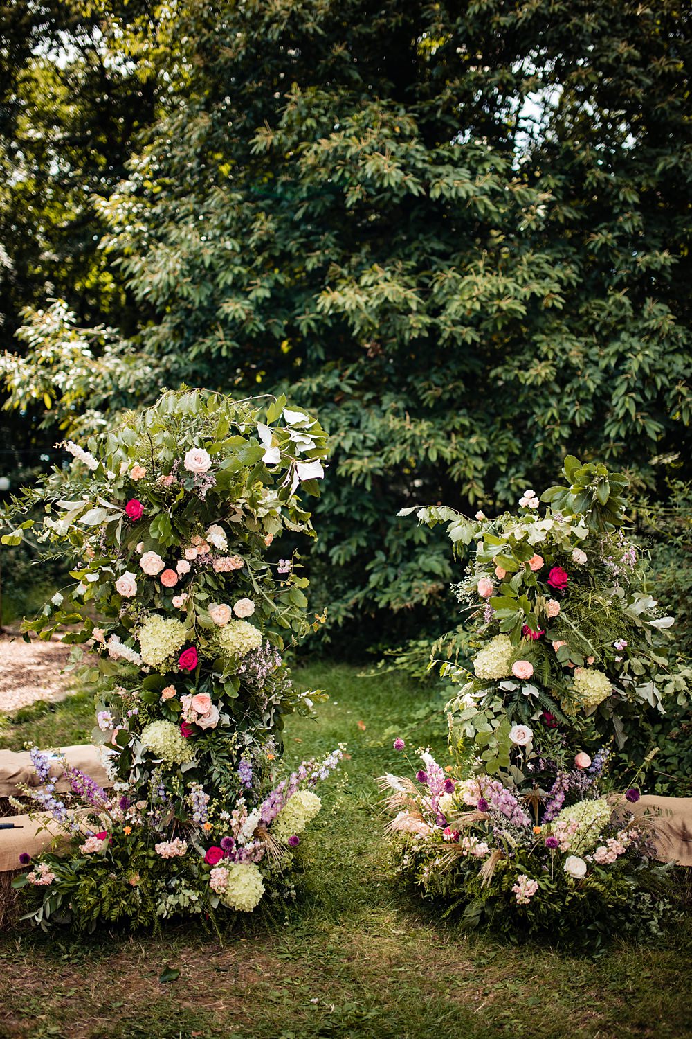 Aisle Outdoor Decor Pillar Flowers Frickley Lake Wedding Natalia Case Photography