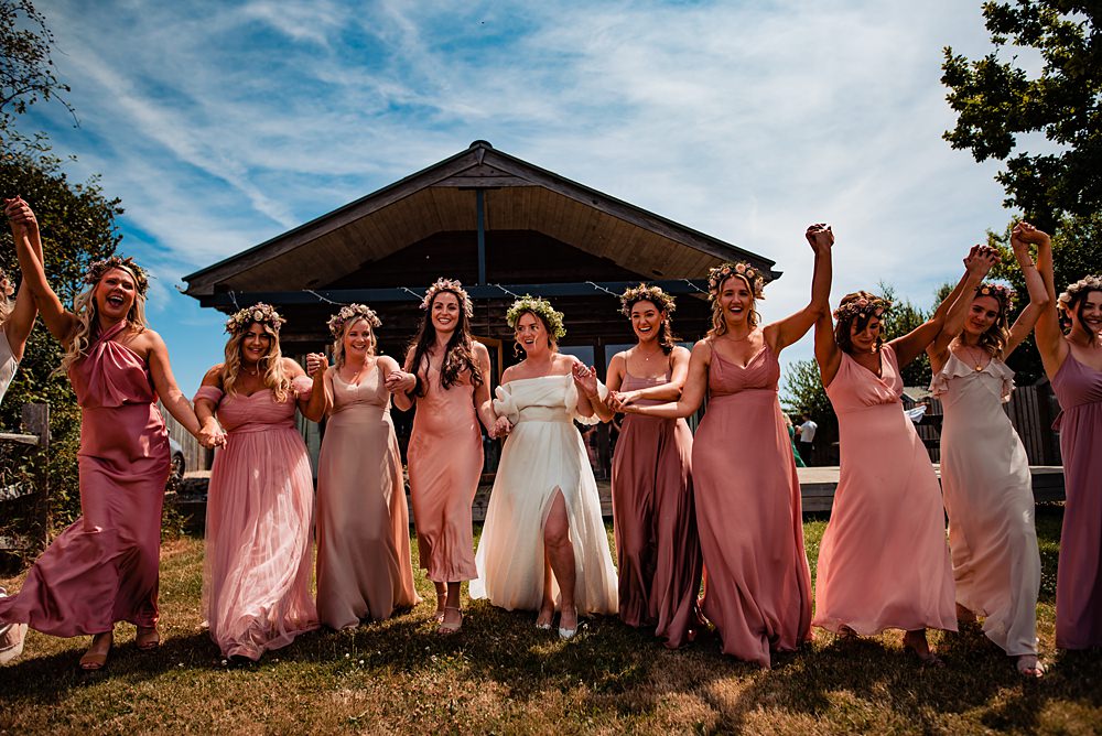 Mismatched Pink Bridesmaid Dresses Frickley Lake Wedding Natalia Case Photography