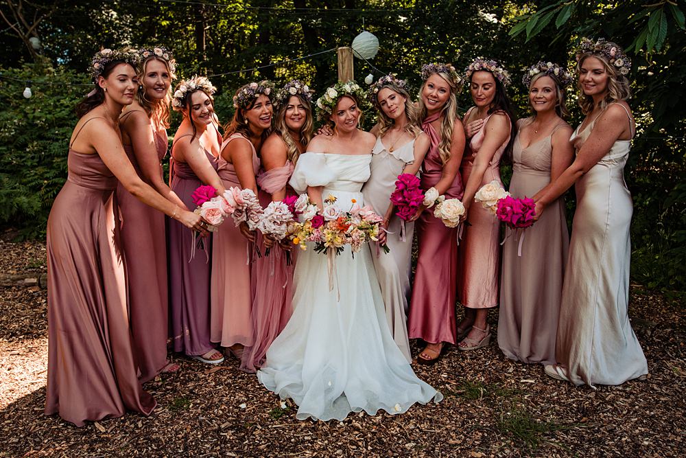 Mismatched Pink Bridesmaid Dresses Frickley Lake Wedding Natalia Case Photography
