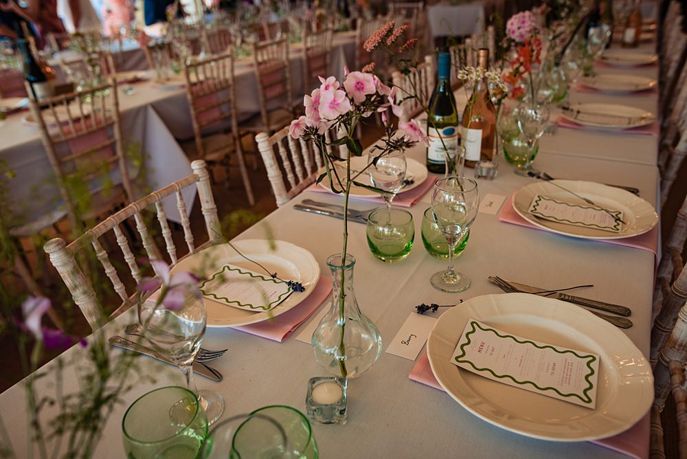Table Flowers Green Vase Pink Frickley Lake Wedding Natalia Case Photography