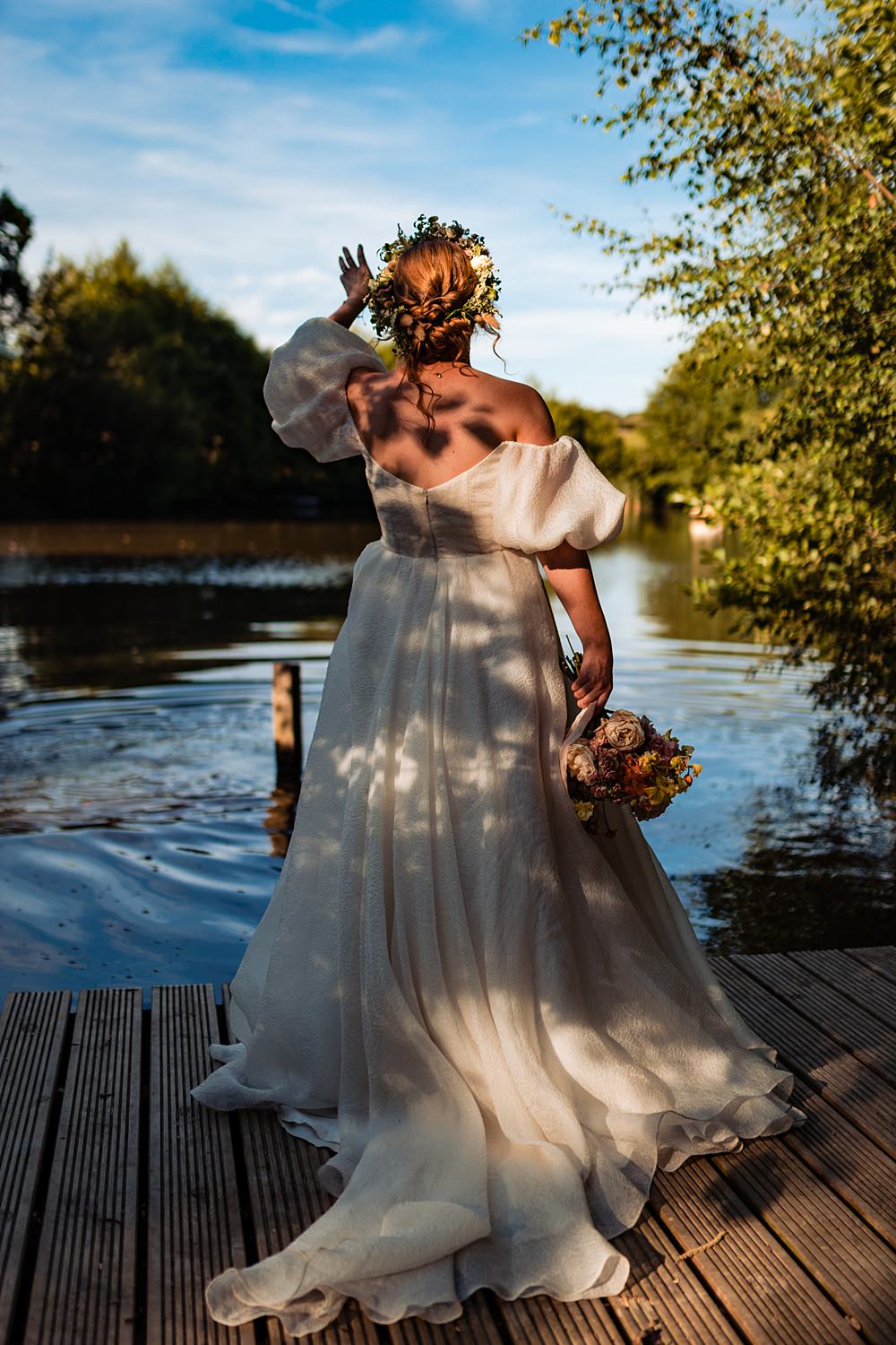 Leanne Marshall Sleeves Gown Bride Frickley Lake Wedding Natalia Case Photography