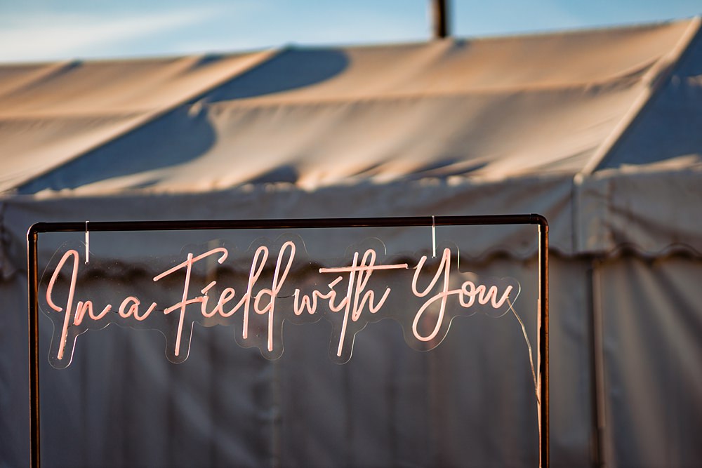 Neon Sign Backdrop Frame Frickley Lake Wedding Natalia Case Photography
