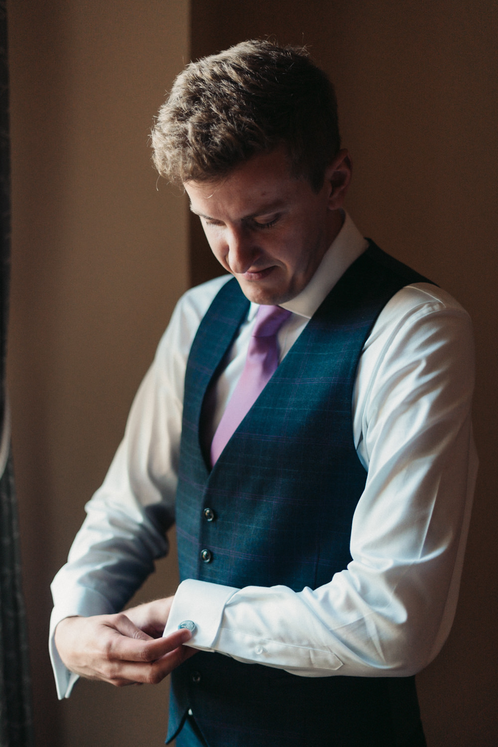 Groom Navy Suit Lilac Tie Knowle Manor Wedding Wildly In Love
