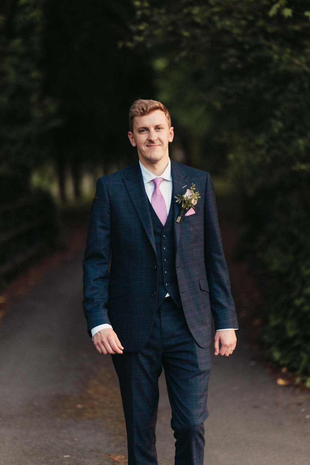 Groom Navy Suit Lilac Tie Knowle Manor Wedding Wildly In Love