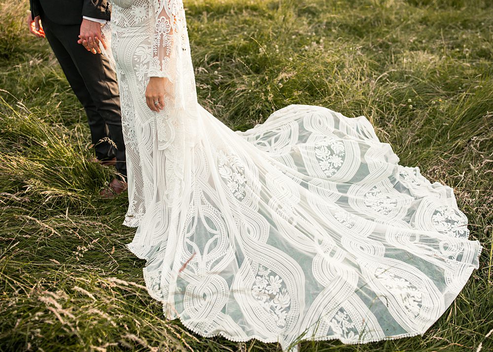 Dress Gown Bride Boho Lace Sleeves Rue De Seine Nortonbury Farm Wedding AD Photography