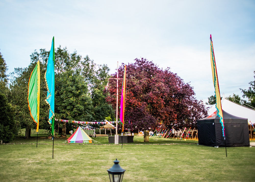 Festival Flags Nortonbury Farm Wedding AD Photography