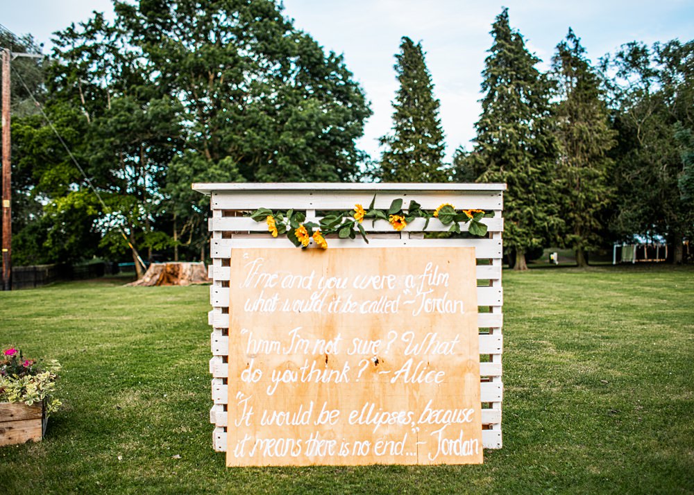 Wooden Sign Quote Nortonbury Farm Wedding AD Photography