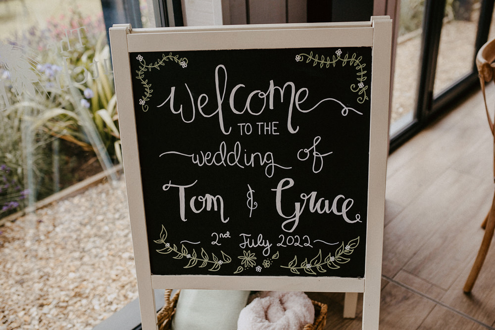 Oddhouse Farm Wedding Anna Rose Heaton Photography Welcome Sign Chalkboard