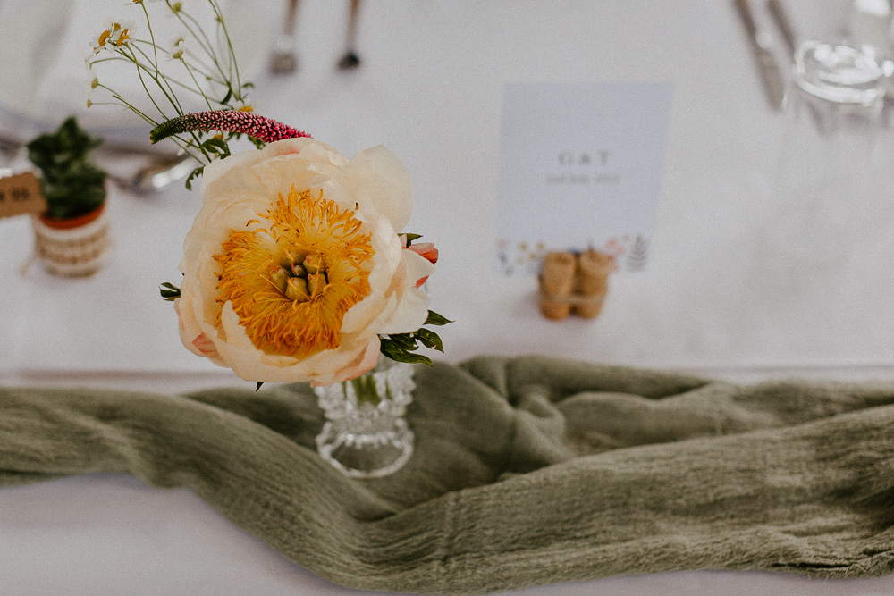 Bud Vase Table Flowers Oddhouse Farm Wedding Anna Rose Heaton Photography