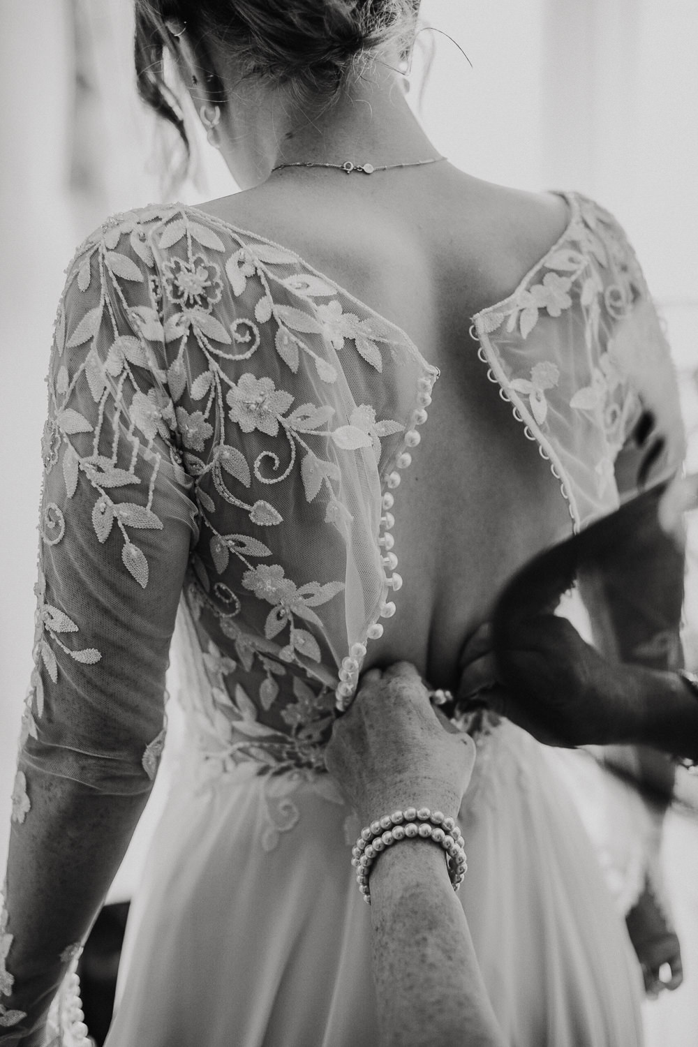 Floral Gown Sheer Sleeves Bridal Justin Alexander Oddhouse Farm Wedding Anna Rose Heaton Photography