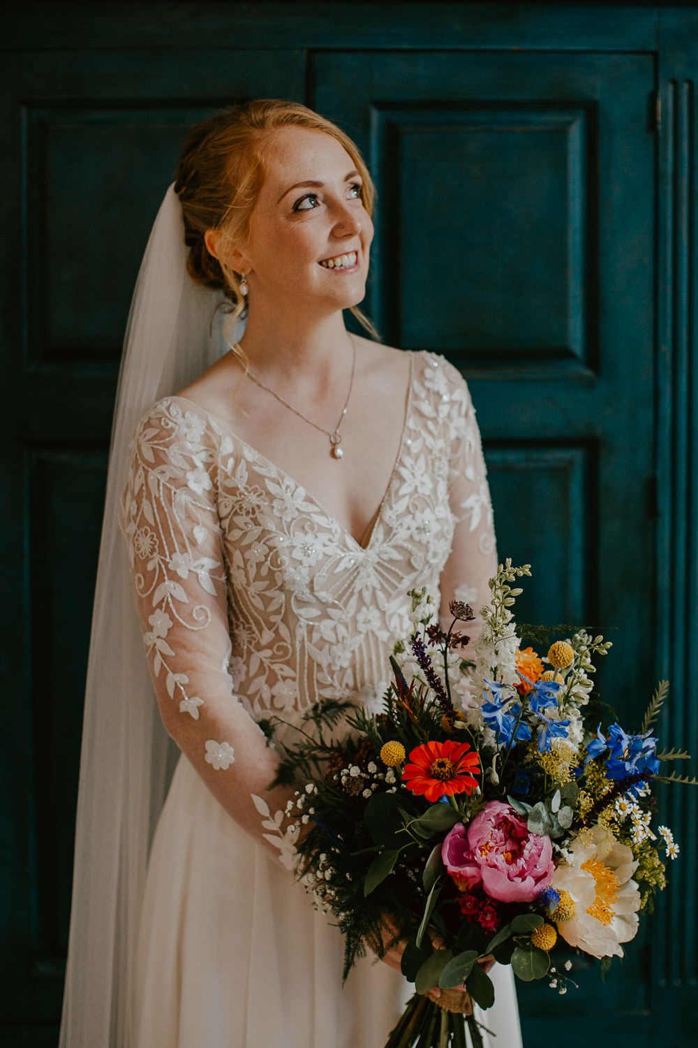 Colourful Bridal Bouquet Flowers Peony Oddhouse Farm Wedding Anna Rose Heaton Photography
