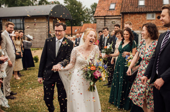 Confetti Throw Oddhouse Farm Wedding Anna Rose Heaton Photography
