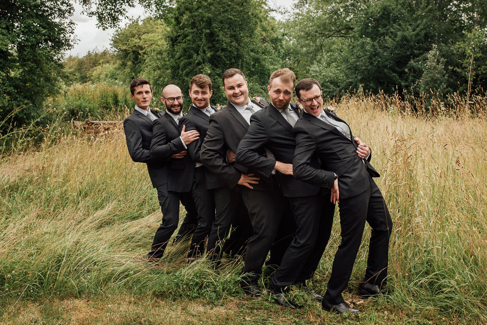 Black Suits Groom Groomsmen Oddhouse Farm Wedding Anna Rose Heaton Photography
