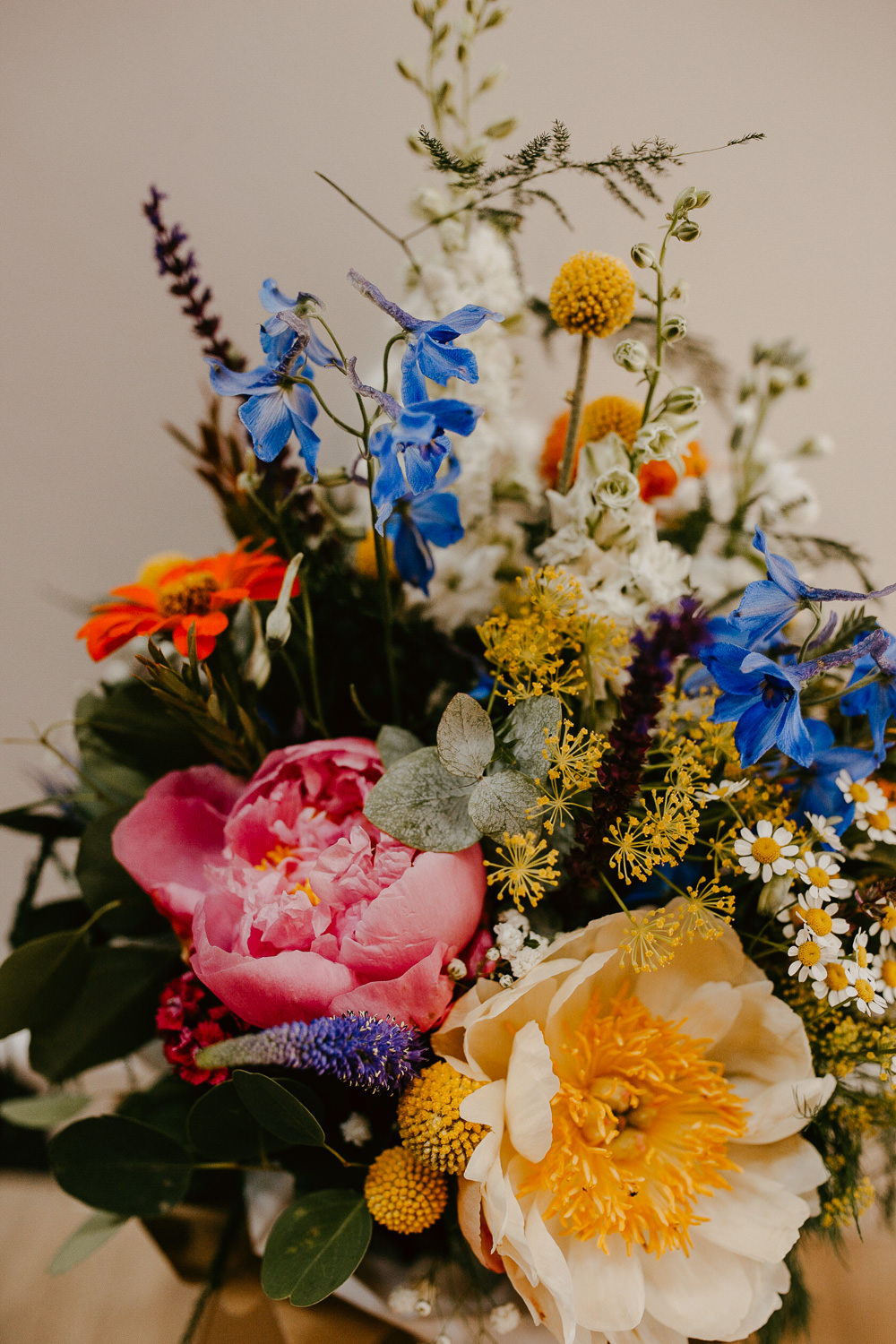 Colourful Bridal Bouquet Flowers Peony Oddhouse Farm Wedding Anna Rose Heaton Photography